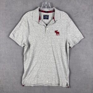 Abercrombie & Fitch Mens Polo Shirt Gray‎ M Big Moose Y2K Read!